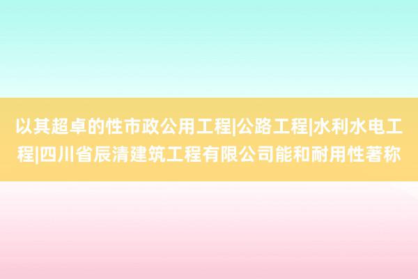 以其超卓的性市政公用工程|公路工程|水利水电工程|四川省辰清建筑工程有限公司能和耐用性著称